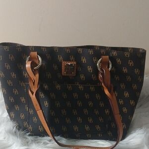 Dooney & Bourke Black and Brown Logo Tote